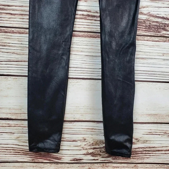 Spanx Size Small Faux Leather Side Stripe Leggings Black w/ White Stripe - Picture 9 of 12